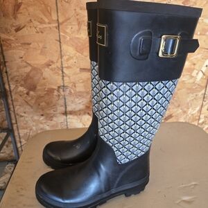 Joules Black and Geometric Patterned‎ Women's Boots